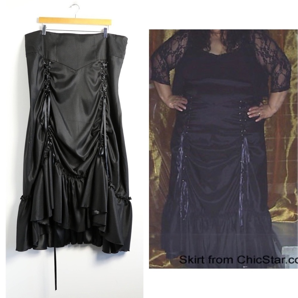 Chic Star Mary Hildebrandt black lace-up bustle skirt Victorian Goth vampire 22